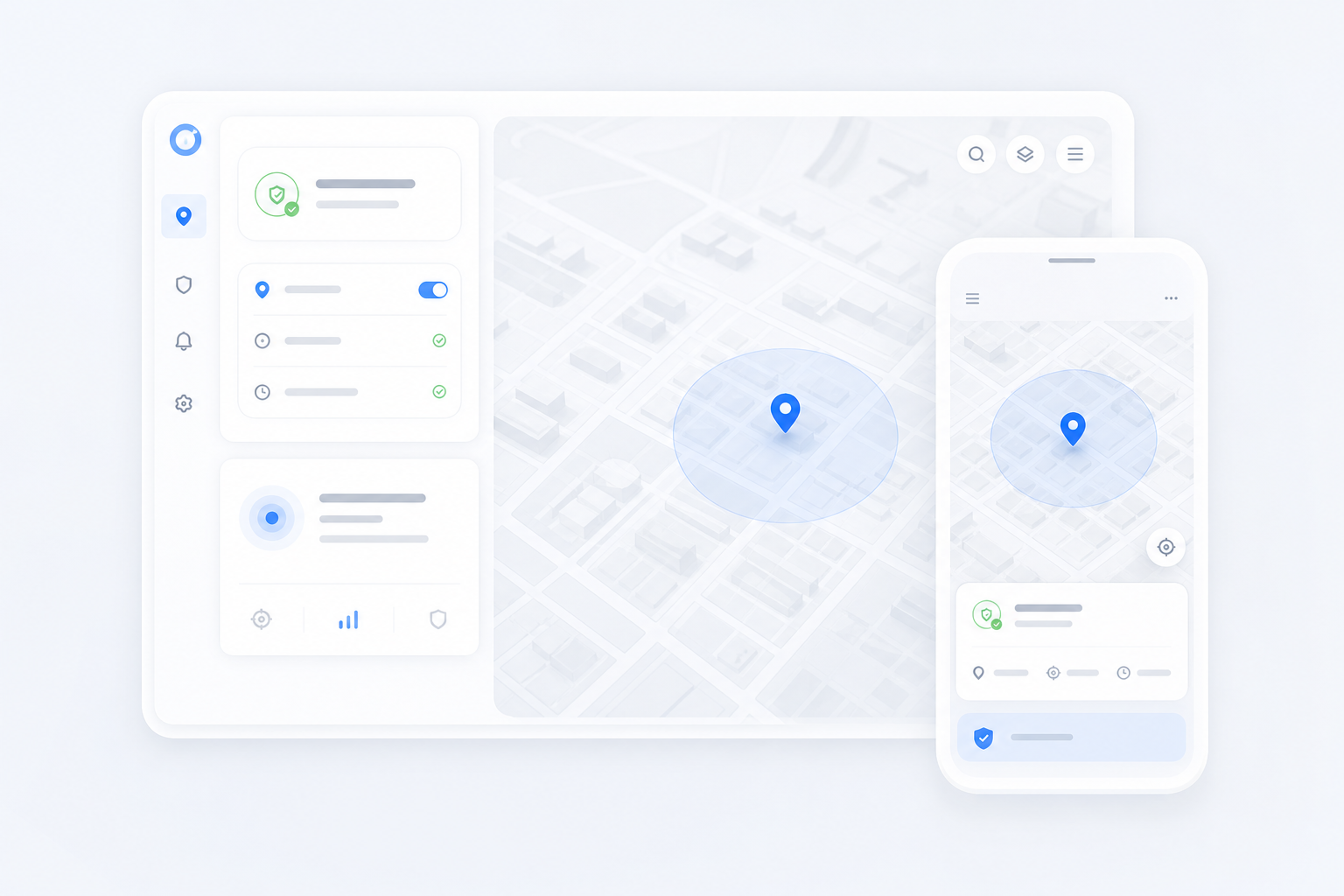 Consent-first location sharing shown across a map and mobile device